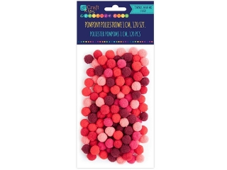 Pompony poliestrowe DPCRRAFT 1cm mix czerwony 120szt.