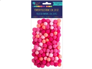 Pompony poliestrowe DPCRRAFT 1cm mix r�owy 120szt.