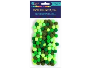 Pompony poliestrowe DPCRRAFT 1cm mix zielony 120szt.