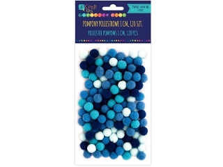 Pompony poliestrowe DPCRRAFT 1cm mix niebieski 120szt.