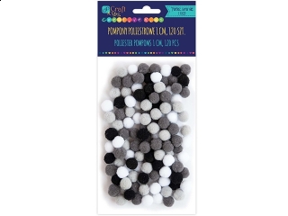 Pompony poliestrowe DPCRRAFT 1cm mix bia�o-czarny 120szt.