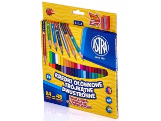 Kredki o��wkowe ASTRA tr�jk�tne dwustronne 24szt/48 kolor�w