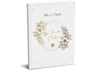 Pami�tkowa ksi��eczka �lubna ARMIN STYLE PA-08 z�ocona z cytatami i kopert� "M�odej Parze w Dniu �lubu" 20x15cm