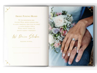 Pami�tkowa ksi��eczka �lubna ARMIN STYLE PA-08 z�ocona z cytatami i kopert� "M�odej Parze w Dniu �lubu" 20x15cm