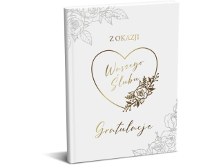 Pami�tkowa ksi��eczka �lubna ARMIN STYLE PA-07 z�ocona z cytatami i kopert� "Gratulacje z okazji Waszego �lubu" 20x15cm