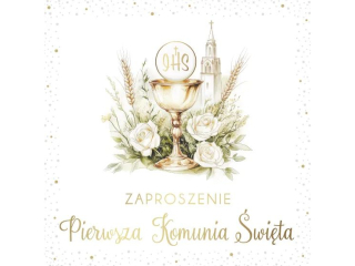 Zaproszenia na Komuni� �wi�t� ARMIN STYLE ZP-92 Bia�e r�e 10szt.