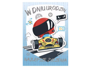 Kartka dla dzieci ARMIN STYLE GM-903 Urodzinowa z Wyścigówką 3D
