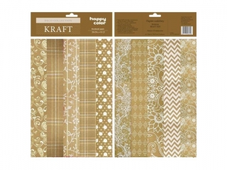 Papier ozdobny HAPPY COLOR Kraft mix - 10 motyw�w 20x29