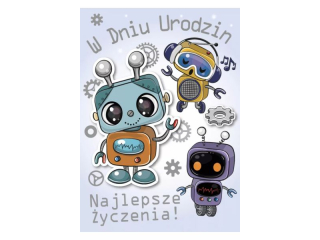 Kartka dla dzieci ARMIN STYLE GM-899 Urodzinowa z Robotami 3D