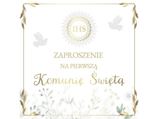 Zaproszenia na Komuni� �wi�t� ARMIN STYLE ZP-93 Z�ote li�cie 10szt.