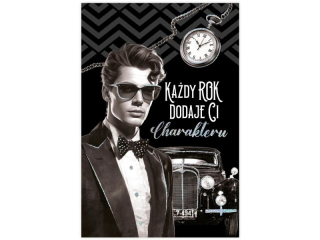 Kartka urodzinowa KZK B6 M�ska w stylu retro nr32  „Ka�dy rok dodaje charakteru"