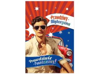 Kartka urodzinowa KZK B6 M�ska w stylu retro nr31 „Prawdziwy m�czyzna"