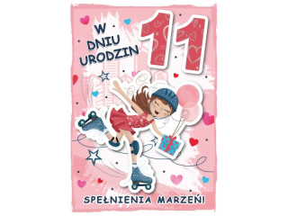 Kartka dla dzieci ARMIN STYLE GM-1098 11 urodziny dziewczynki 3D