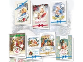 Kartki świąteczny TOP B6 BNGHOP Nalepki , folia HS , opłatek religliny