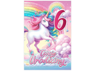 Kartka urodzinowa dla dziecka KZK B6 Nr 086, na 6 urodziny z Jednoro�cem