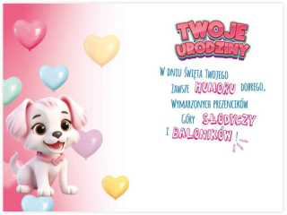 Kartka urodzinowa dla dziecka KZK B6 Nr 071, na 2 urodziny z Pieskiem