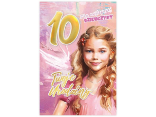 Kartka urodzinowa dla dziecka KZK B6 Nr 040, na 10 urodziny z Dziewczynk