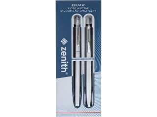 Zestaw ZENITH SILVER - Pi�ro wieczne + D�ugopis automatyczny metalowy w etui
