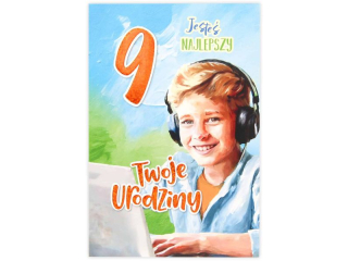 Kartka urodzinowa dla dziecka KZK B6 Nr 033, na 9 urodziny z Chopcem