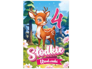 Kartka urodzinowa dla dziecka KZK B6 Nr 080, na 4 urodziny z Jelonkiem