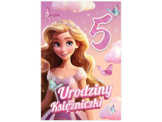 Kartka urodzinowa dla dziecka KZK B6 Nr 083, na 5 urodziny z Ksiniczk