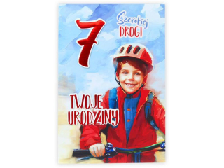 Kartka urodzinowa dla dziecka KZK B6 Nr 025, na 7 urodziny z Rowerzyst