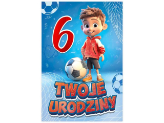 Kartka urodzinowa dla dziecka KZK B6 Nr 085, na 6 urodziny z Pi�karzem