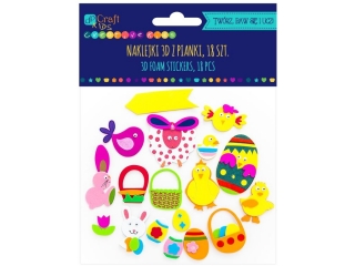 NAKLEJKI 3D Z PIANKI - WIELKANOC, 18 SZT. [opakowanie=6szt] WLK-DLP