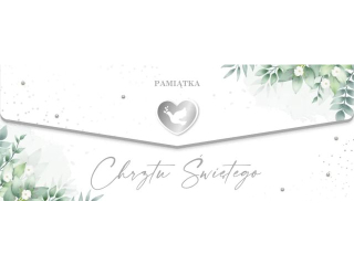 Kartka na Chrzest - koperta na pieni�dze ARMIN STYLE LUX-123 z�ocona z kryszta�kami  25x10cm