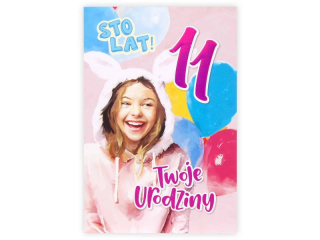 Kartka urodzinowa dla dziecka KZK B6 Nr 044, na 11 urodziny dla Dziewczynki