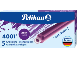 Naboje atramentowe Pelikan 4001 GTP/5 – fioletowe, 5 dużych wkładów do pióra wiecznego