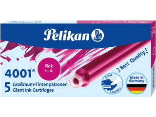 Naboje atramentowe Pelikan 4001 GTP/5 – różowe, 5 dużych wkładów do pióra wiecznego