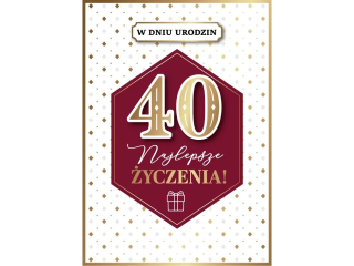 Kartka urodzinowa ARMIN STYLE GM-1216 "40" bordowa elegancja