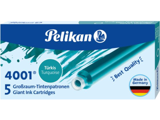 Naboje atramentowe Pelikan 4001 GTP/5 – turkusowe, 5 dużych wkładów do pióra wiecznego