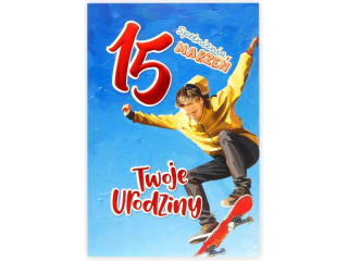 Kartka urodzinowa dla dziecka KZK B6 Nr 058, na 15 urodziny dla Chopaka