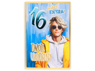 Kartka urodzinowa dla dziecka KZK B6 Nr 062, na 16 urodziny dla Ch�opaka