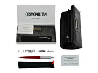 ZESTAW PREZENTOWY Portfel Cosmopolitan + Długopis PARKER Jotter Red