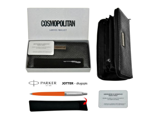 ZESTAW PREZENTOWY Portfel Cosmopolitan + Dugopis PARKER Jotter Orange