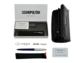 ZESTAW PREZENTOWY Portfel Cosmopolitan + Długopis PARKER Jotter Blue/Black