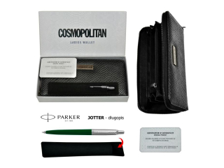 ZESTAW PREZENTOWY Portfel Cosmopolitan + Długopis PARKER Jotter Forest Green