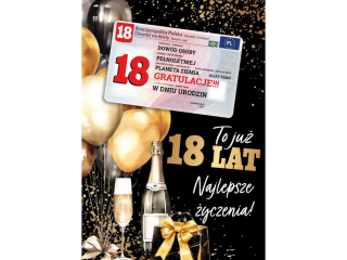 Kartka na 18 urodziny ARMIN STYLE Gift M-195 z dowodem osobistym, szampaska impreza