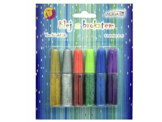 Klej z brokatem ALIGA 6ml  x 6 kolor�w