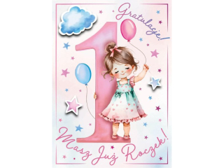 Kartka na roczek ARMIN STYLE GM-1252 dla Dziewczynki