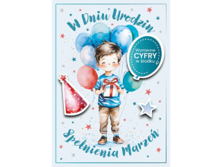 Kartka urodzinowa dla dzieci ARMIN STYLE GM-1261 dla Ch�opca - WYMIENNE CYFRY