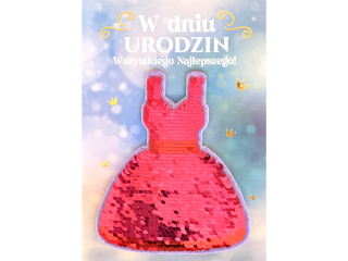 Kartka urodzinowa ARMIN STYLE CE-07 ruchome Cekiny, Sukienka