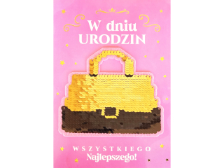 Kartka urodzinowa ARMIN STYLE CE-12 ruchome Cekiny, Torebka