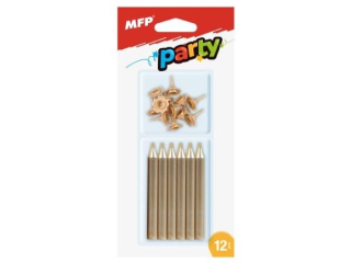Świeczki do tortu MFP złote 24szt.+12szt. podstawka