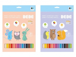 Kredki tr�jk�tne INTERDRUK Jumbo BxB Kids pastel 12 kolor�w