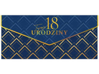 Kartka - koperta na pieniądze KZK PREMIUM nr. 7 Urodziny Złocona 18-tka