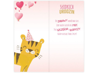 Kartka urodzinowa dla dzieci KZK DL WYMIENNE CYFRY nr.52 "Sodkich urodzin"